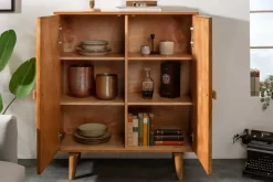 Massives Highboard LONG ISLAND 120cm Mangoholz mit aufwendiger Front