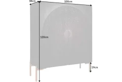 Massives Highboard MANDALA 120cm Mangoholz mit 3D Schnitzereien schwarz goldene Füße