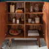 Massives Highboard MARRAKESCH 120cm Mangoholz mit Verzierung Boho Stil