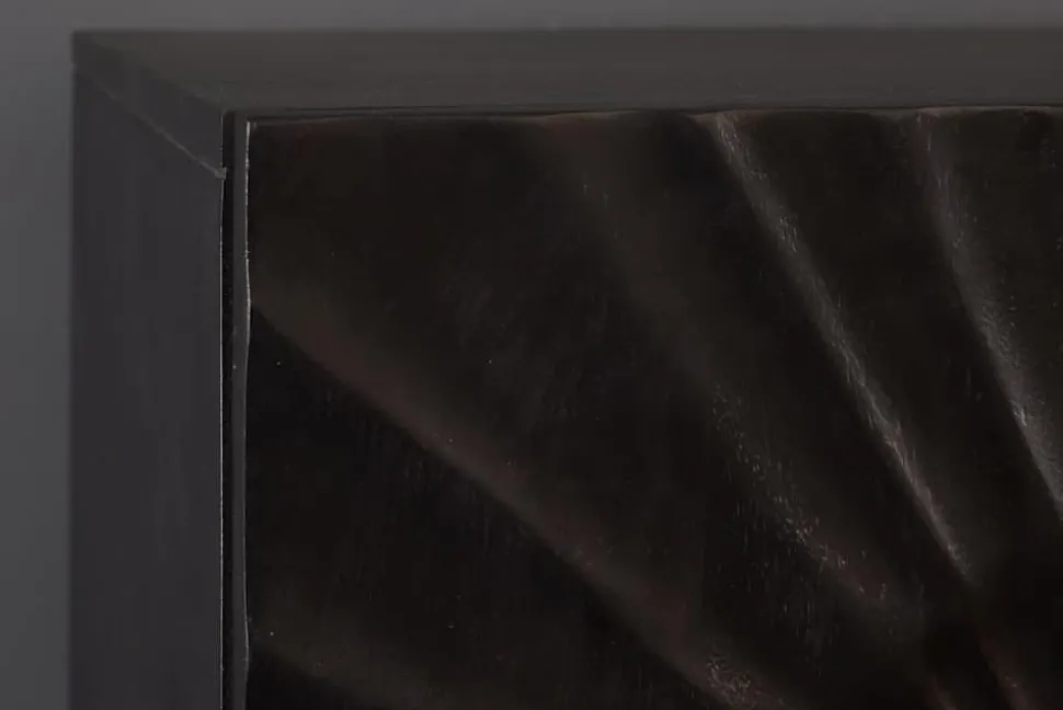 Massives Highboard SCORPION 120cm schwarz Mangoholz aufwendige 3D Schnitzereien