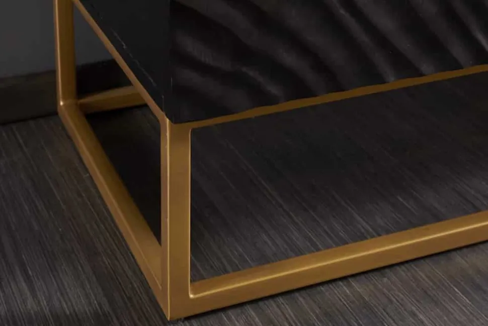Massives Highboard SCORPION 120cm schwarz Mangoholz aufwendige 3D Schnitzereien
