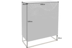 Massives Highboard SCORPION 120cm schwarz Mangoholz aufwendige 3D Schnitzereien