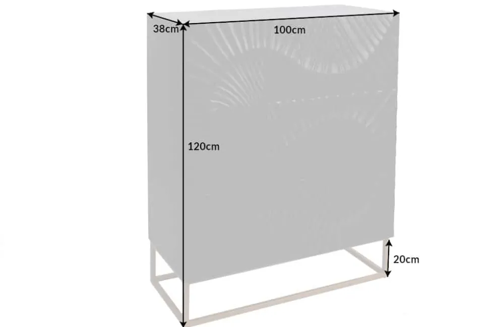 Massives Highboard SCORPION 120cm schwarz Mangoholz aufwendige 3D Schnitzereien