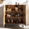 Massives Highboard SCORPION 120cm braun Mangoholz aufwendige 3D Schnitzereien