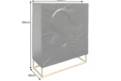 Massives Highboard SNAKE 120cm schwarz gold Mangoholz Schlangen-Design mit aufwendigen 3D Schnitzereien