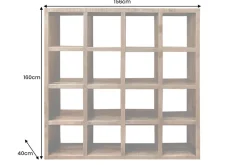 Massives Regal IRON CRAFT 160cm natur Mangoholz Bücherregal sechzehn Fächer