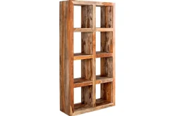 Massives Regal MAKASSAR 180cm Sheesham Holz smoke finish 8 Fächer handmade
