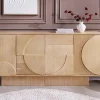 Massives Sideboard ART DECO 170cm weiß gekälkt Mangoholz 3D-Front handmade