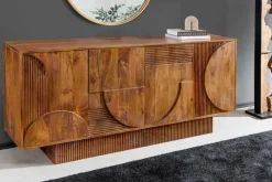Massives Sideboard ART DECO 170cm braun smoke Mangoholz 3D-Front