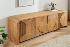 Massives Sideboard ART DECO 170cm cream finish beige Mangoholz abgerundet
