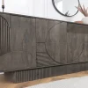 Massives Sideboard ART DECO 170cm grau Mangoholz 3D-Front