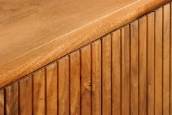 Massives Sideboard GATSBY 160cm natur Mangoholz schwarz Metall mit Lamellenfront