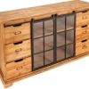 Massives Sideboard HERITAGE 150cm natur Pinienholz Industrial-Türen Metall Vitrine