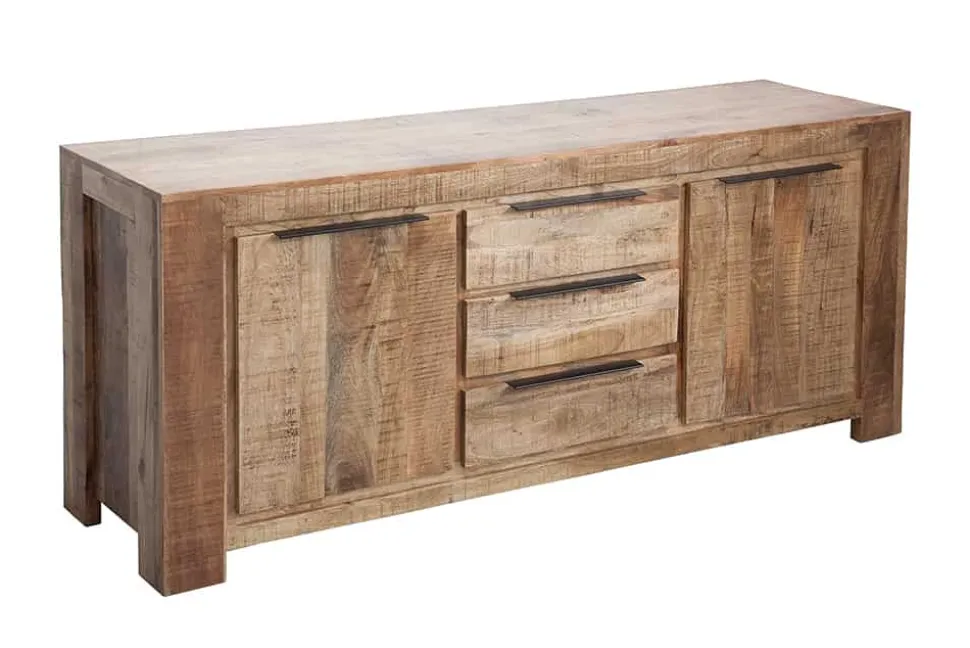 Massives Sideboard IRON CRAFT 175cm Mangoholz Kommode mit Schubladen Handarbeit