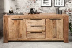 Massives Sideboard IRON CRAFT 175cm Mangoholz Kommode mit Schubladen Handarbeit