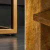 Massives Sideboard ONYX 160cm dunkelbraun gold Mangoholz Edelstein Achat Schiebetüren