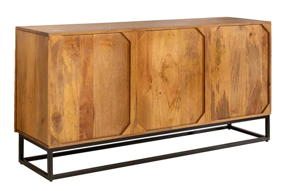 Massives Sideboard SCORPION 140cm braun Mangoholz aufwendige 3D Schnitzereien