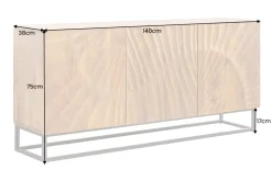Massives Sideboard SCORPION 140cm braun Mangoholz aufwendige 3D Schnitzereien