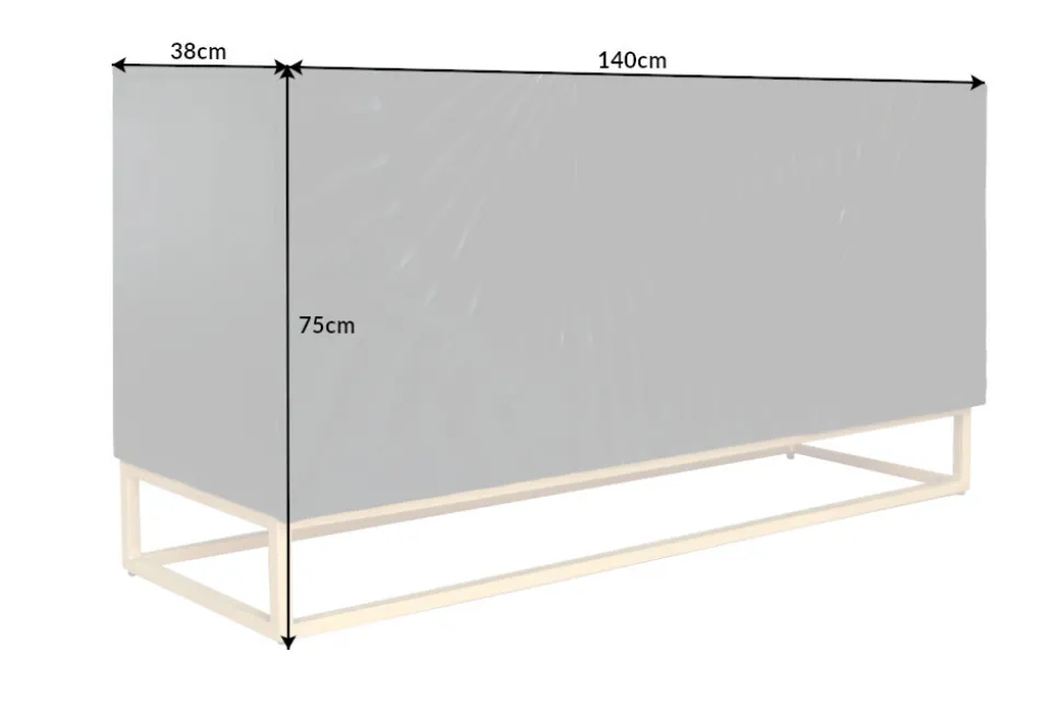 Massives Sideboard SCORPION 140cm schwarz Mangoholz aufwendige 3D Schnitzereien