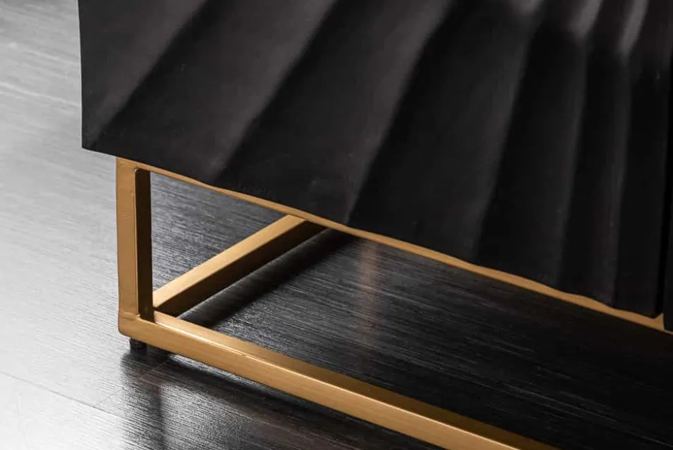Massives Sideboard SCORPION 140cm schwarz Mangoholz aufwendige 3D Schnitzereien