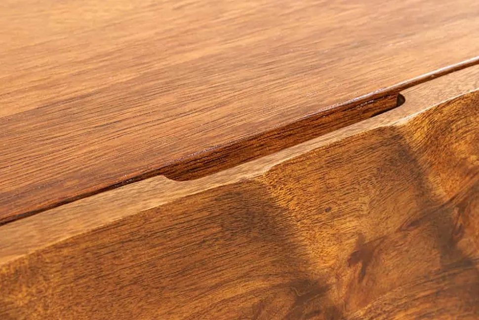 Massives Sideboard SCORPION 180cm braun hängend Mangoholz mit 3D Schnitzereien