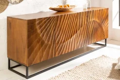 Massives Sideboard SCORPION 180cm braun Mangoholz aufwendige 3D Schnitzereien