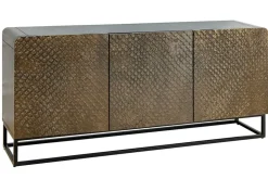 Massives Sideboard SNAKE 160cm braun Mangoholz mit 3D Schnitzereien schwarz Schlangen-Design
