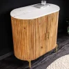 Massives Sideboard TRES CHIC 75cm natur Mangoholz weiß Marmor gold Metall
