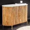 Massives Sideboard TRES CHIC 105cm natur Mangoholz weiß Marmor gold Metall