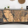Massives Sideboard TROPICAL 160cm grau Mangoholz florales Design Boho Metallgestell