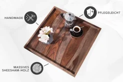 Massives Tablett MAKASSAR 50cm Sheesham smoke finish Servierbrett