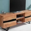 Massives TV-Board AMAZONAS 160cm Akazie Metall Lowboard Baumkante
