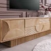 Massives TV-Board ART DECO 200cm weiß gekälkt Mangoholz 3D-Front handmade Lowboard