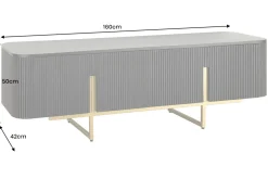 Massives TV-Board GATSBY 160cm schwarz gold Mangoholz Retro Lowboard