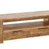 Massives TV-Board IRON CRAFT 130cm Mangoholz Lowboard 2 Schubladen