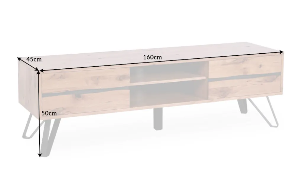 Massives TV-Board LIVING EDGE 160cm Wildeiche geölt Baumkanten Lowboard