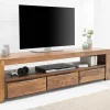 Massives TV-Board MAKASSAR 170cm braun Sheesham stone finish Lowboard drei Schubladen
