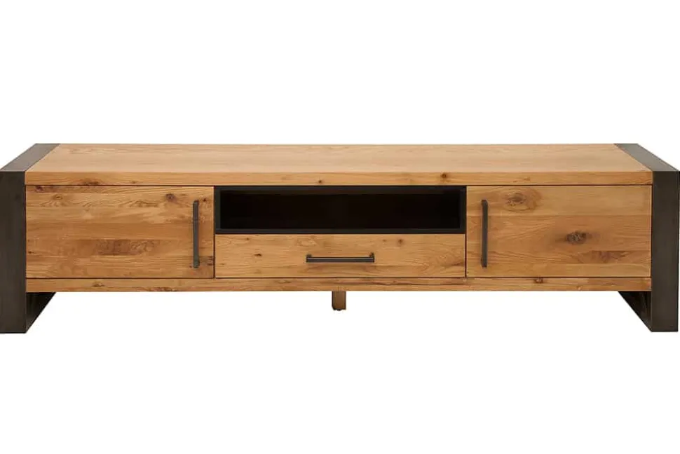 Massives TV-Board THOR 200cm Wild Eiche geölt Lowboard im Industrial Design
