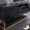Massives TV-Lowboard SCORPION 160cm schwarz Mangoholz aufwendige 3D Schnitzereien