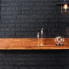 Massives Wandregal MAKASSAR 140cm braun Sheeshamholz stone finish