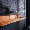 Massives Wandregal MAKASSAR 110cm braun Sheeshamholz stone finish