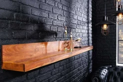 Massives Wandregal MAKASSAR 110cm braun Sheeshamholz stone finish