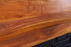Massives Wandregal MAKASSAR 110cm braun Sheeshamholz stone finish