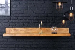 Massives Wandregal MAKASSAR 140cm natur Mangoholz handmade