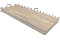 Massives Wandregal PURE 60cm braun stone finish Sheeshamholz Steckregal