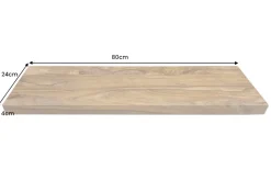 Massives Wandregal PURE 80cm braun stone finish Sheeshamholz Steckregal