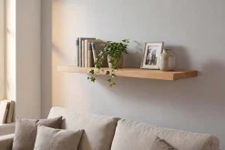 Massives Wandregal PURE 80cm Mango natur cream finish Mangoholz Steckregal