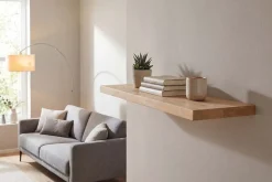 Massives Wandregal PURE 80cm Mango natur cream finish Mangoholz Steckregal