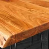Massivholz Bartisch MAMMUT 140cm natur Akazie Baumkante Metall schwarz Hairpin Legs