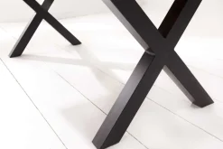 Massivholz Baumkanten Esstisch AMAZONAS 180cm braun Sheesham schwarze Metallbeine